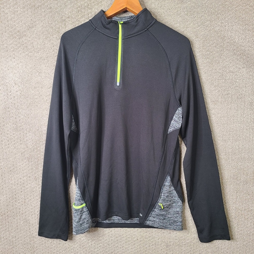 Tek Gear Shirt Mens Medium‎ Black Quarter Zip Pullover Drytek Polyester Athletic